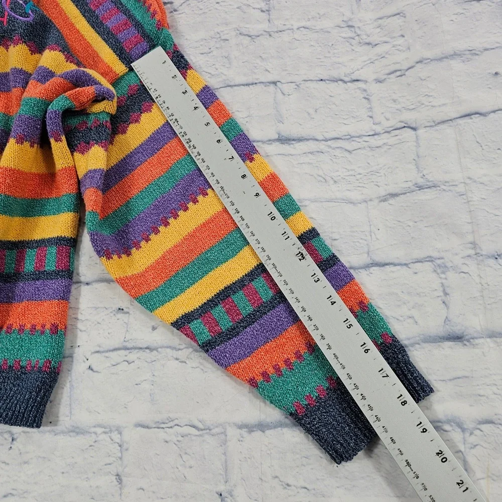 The Sweater Shop Knit Sweater Mens S/M Multicolor 90s Striped VINTAGE UK - Picture 5 of 16